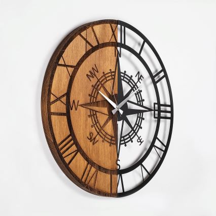 Väggklocka diameter 56 cm 1xAA trä/metall