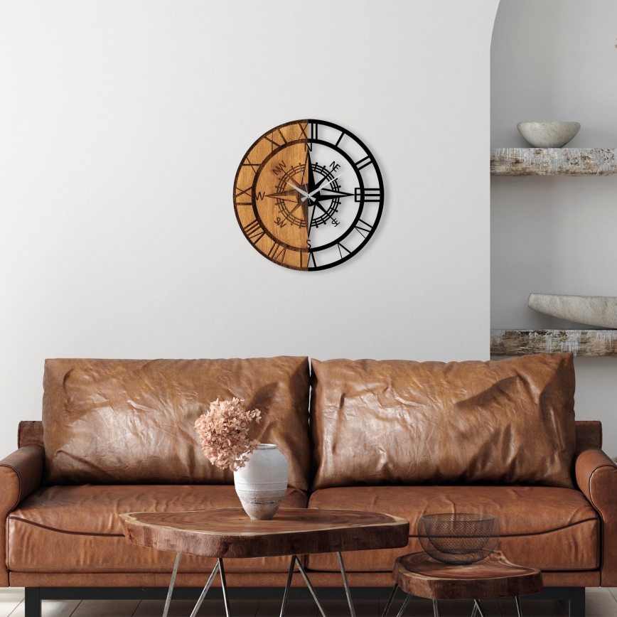 Väggklocka diameter 56 cm 1xAA trä/metall