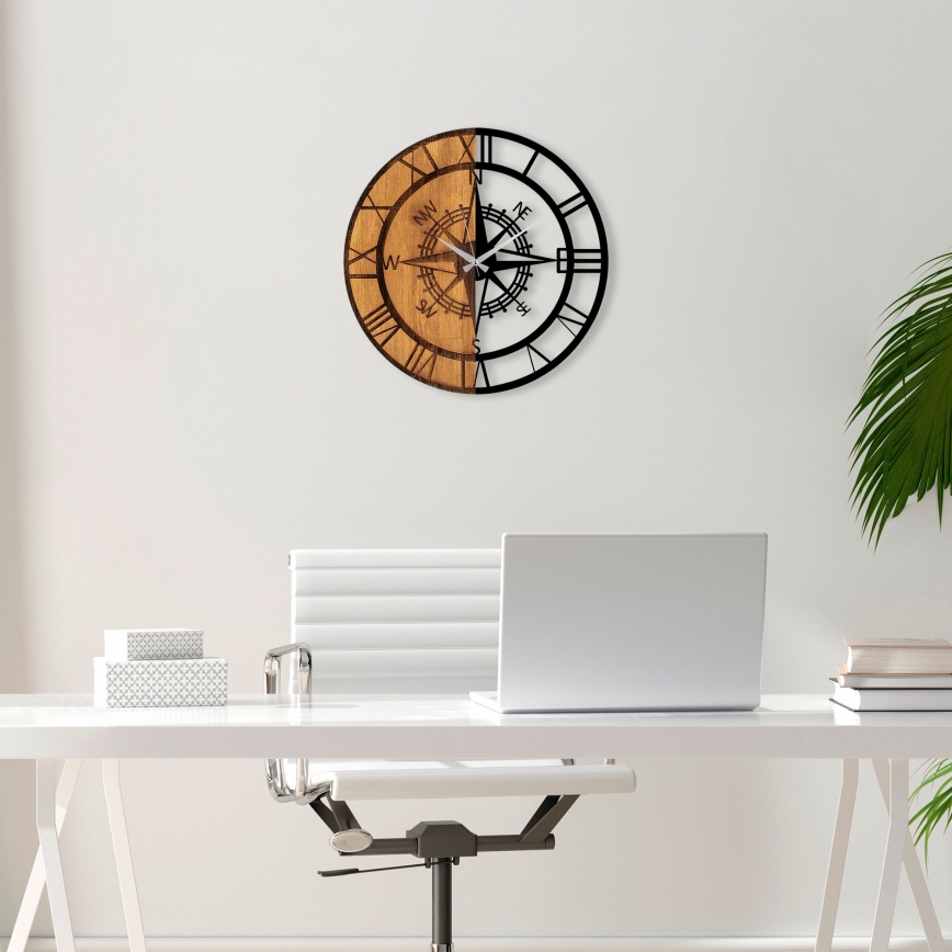 Väggklocka diameter 56 cm 1xAA trä/metall