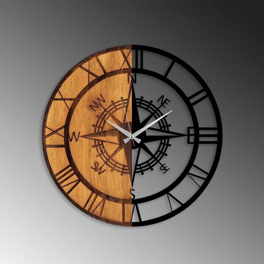 Väggklocka diameter 56 cm 1xAA trä/metall