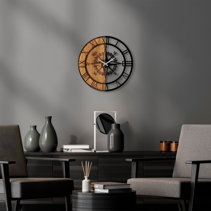Väggklocka diameter 56 cm 1xAA trä/metall
