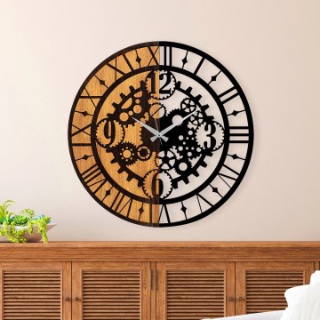 Väggklocka diameter 56 cm 1xAA trä/metall
