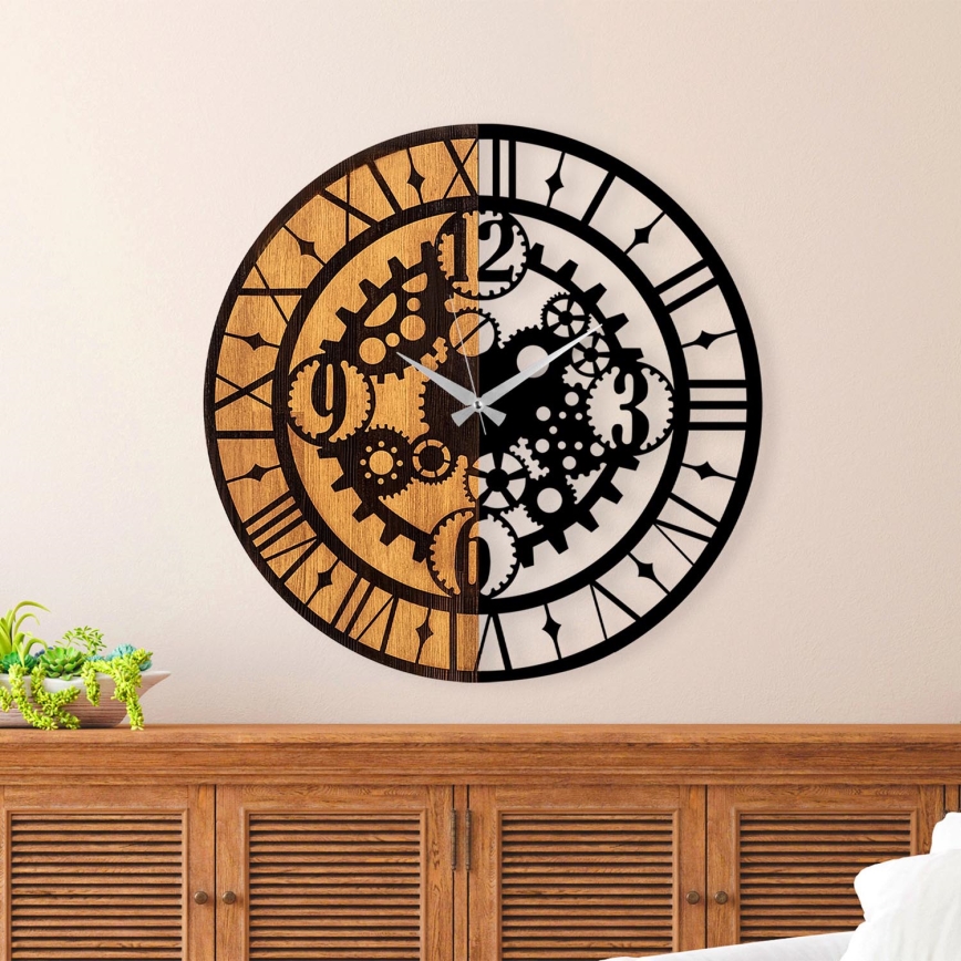 Väggklocka diameter 56 cm 1xAA trä/metall
