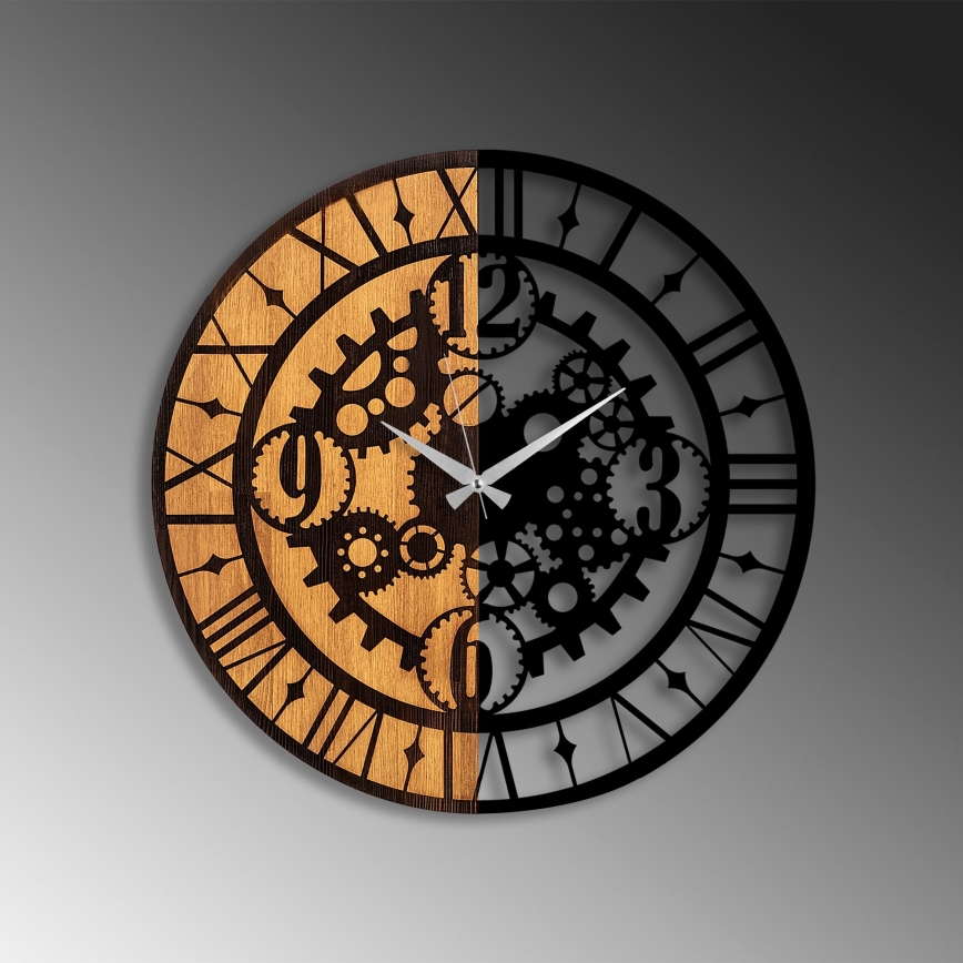 Väggklocka diameter 56 cm 1xAA trä/metall