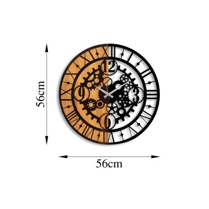 Väggklocka diameter 56 cm 1xAA trä/metall