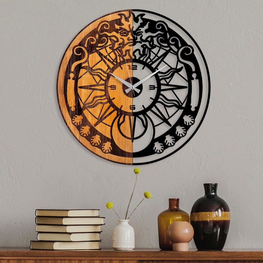 Väggklocka diameter 56 cm 1xAA trä/metall
