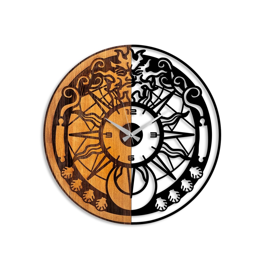 Väggklocka diameter 56 cm 1xAA trä/metall