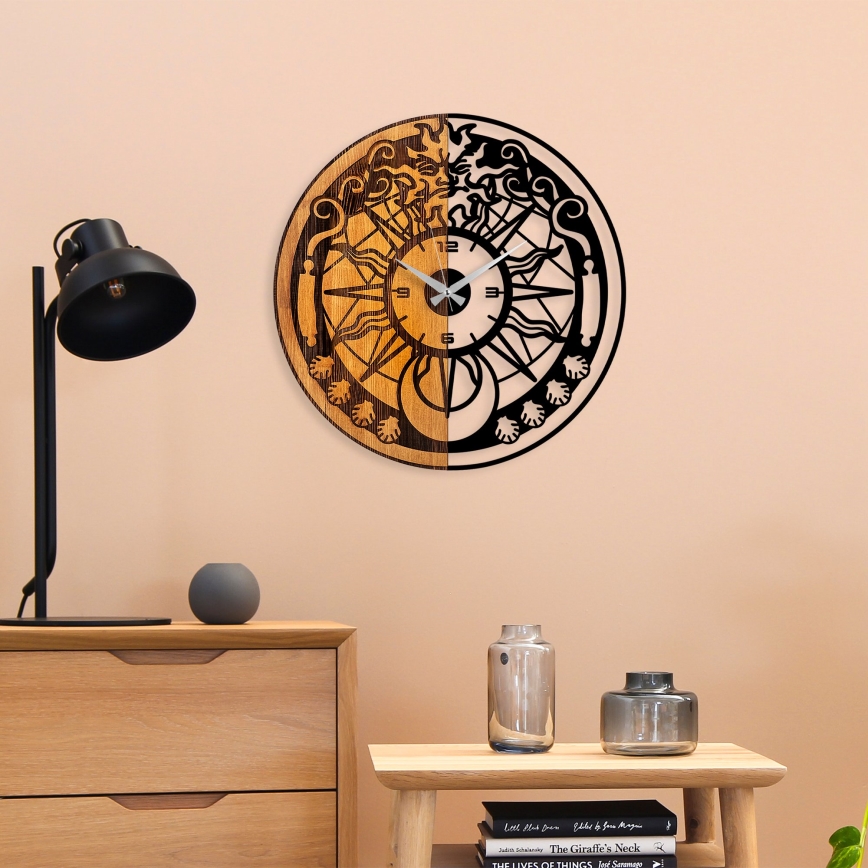 Väggklocka diameter 56 cm 1xAA trä/metall