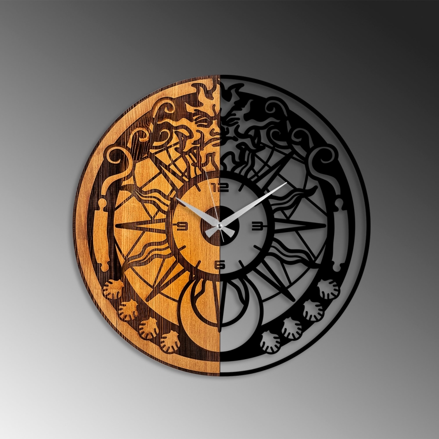 Väggklocka diameter 56 cm 1xAA trä/metall
