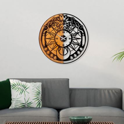 Väggklocka diameter 56 cm 1xAA trä/metall