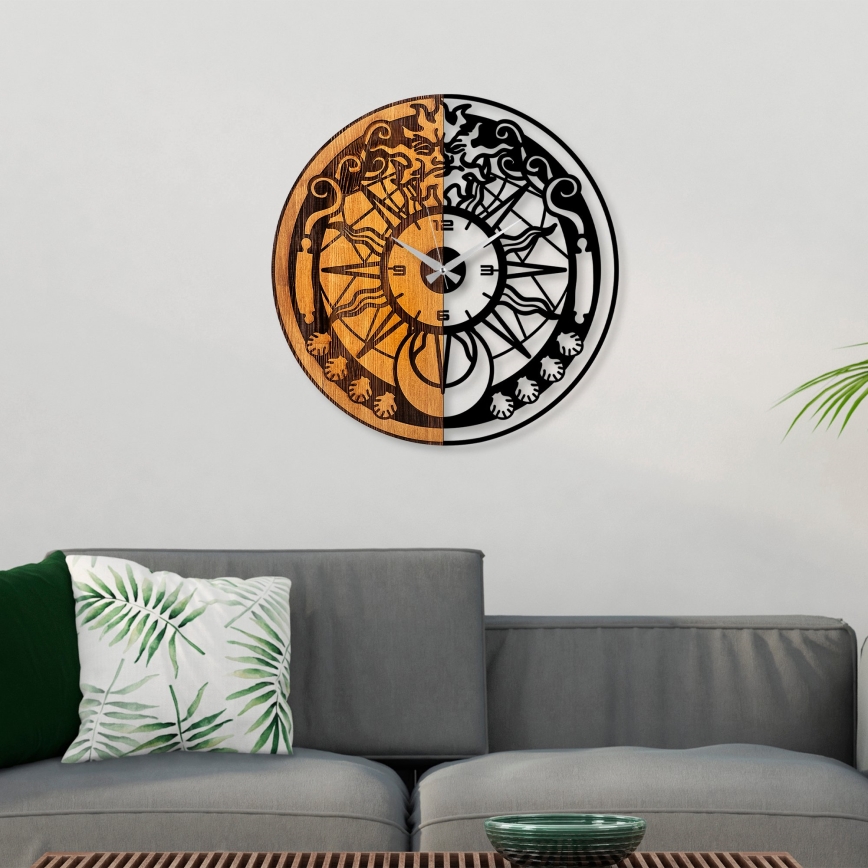 Väggklocka diameter 56 cm 1xAA trä/metall