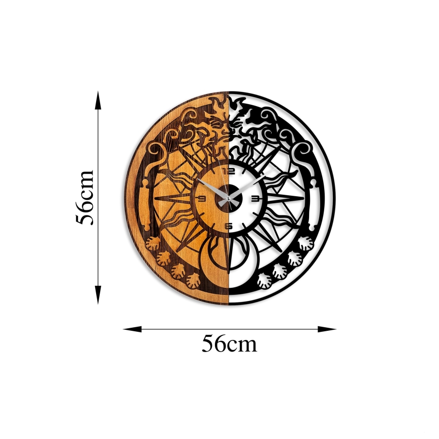 Väggklocka diameter 56 cm 1xAA trä/metall