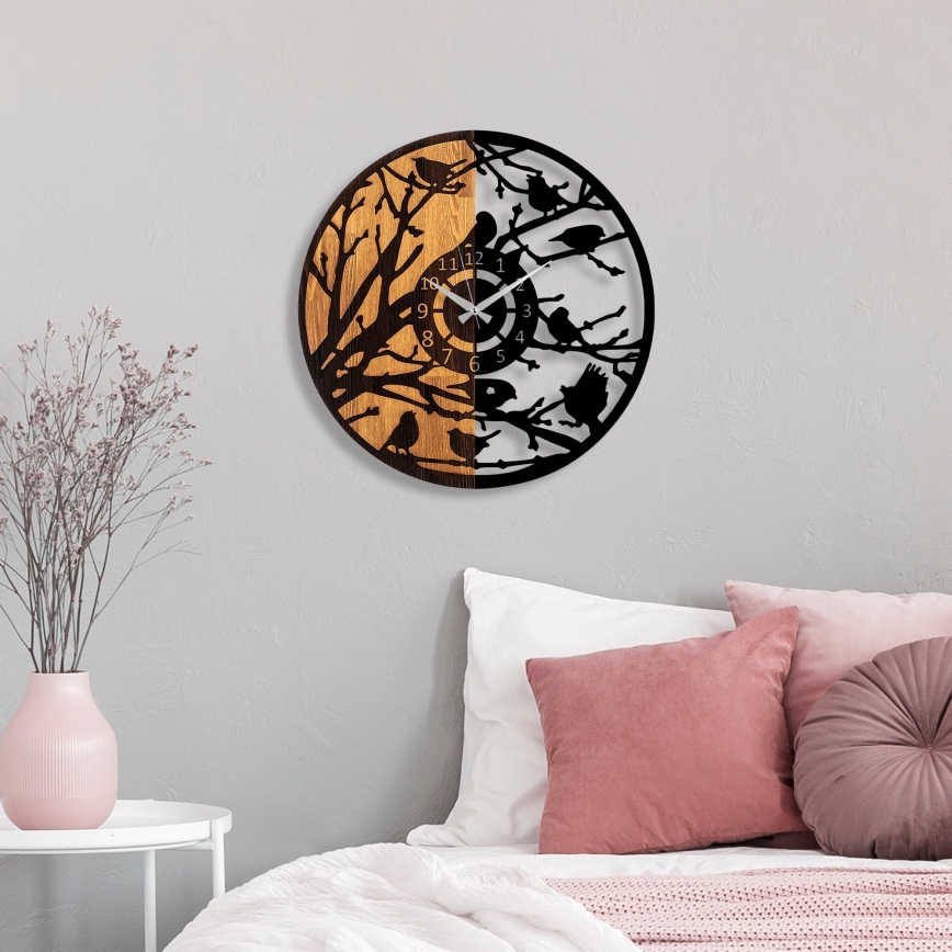 Väggklocka diameter 56 cm 1xAA trä/metall