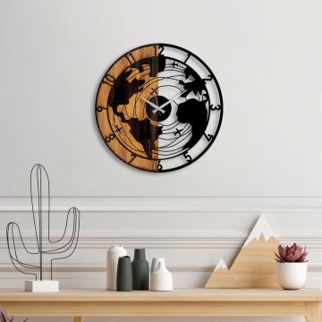 Väggklocka diameter 56 cm 1xAA trä/metall