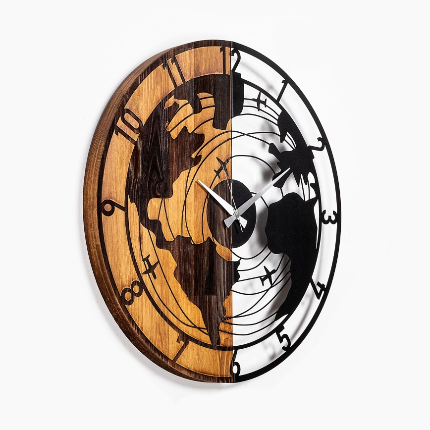 Väggklocka diameter 56 cm 1xAA trä/metall