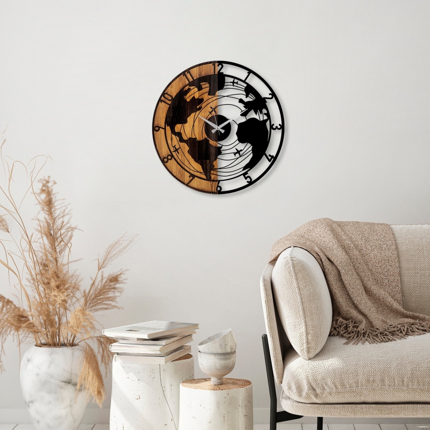 Väggklocka diameter 56 cm 1xAA trä/metall