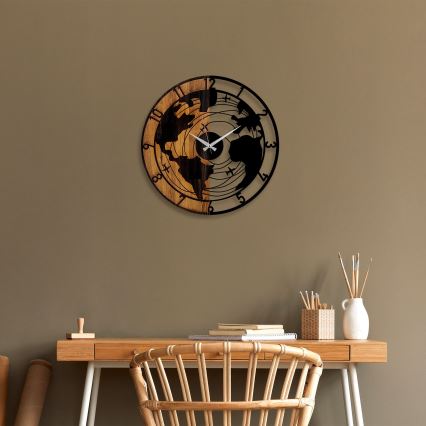 Väggklocka diameter 56 cm 1xAA trä/metall