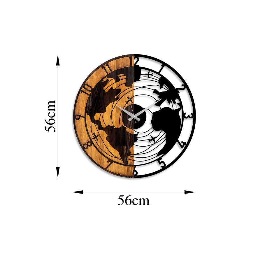 Väggklocka diameter 56 cm 1xAA trä/metall
