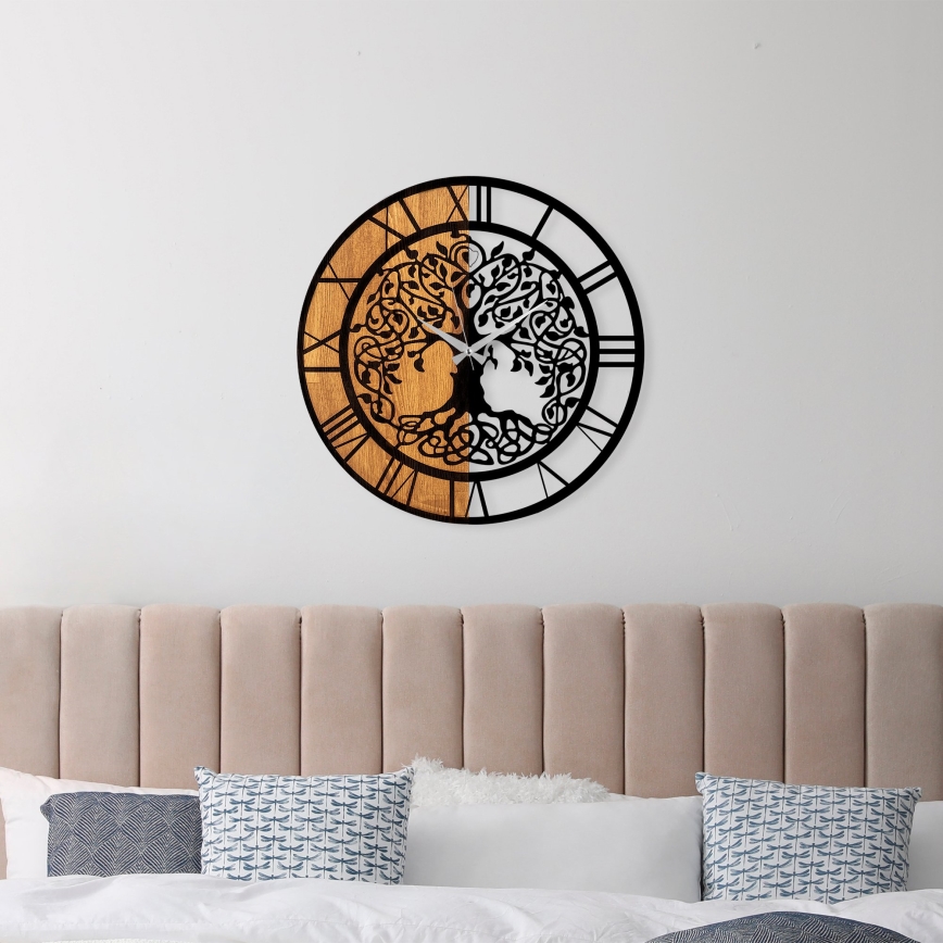 Väggklocka diameter 56 cm 1xAA trä/metall