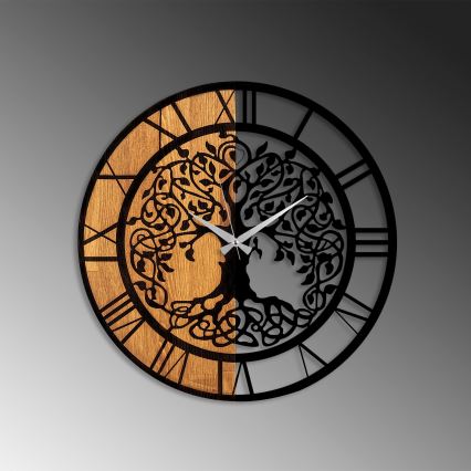 Väggklocka diameter 56 cm 1xAA trä/metall