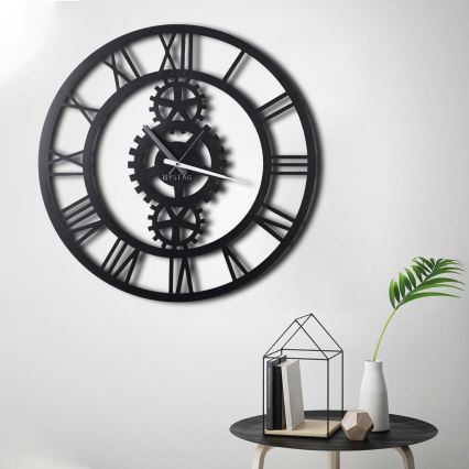 Väggklocka diameter 70 cm 1xAA svart