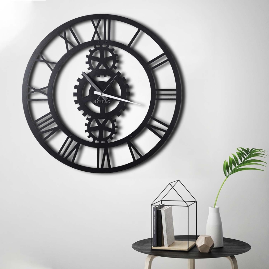 Väggklocka diameter 70 cm 1xAA svart