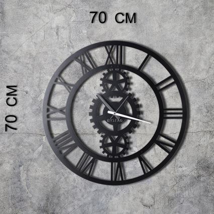 Väggklocka diameter 70 cm 1xAA svart