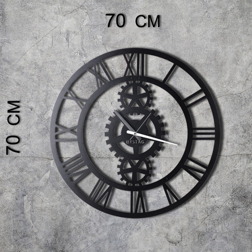 Väggklocka diameter 70 cm 1xAA svart