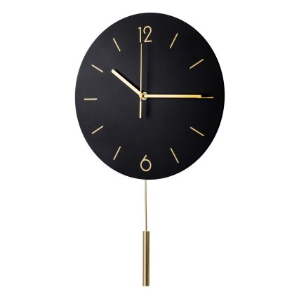 Väggklocka med pendel diameter 30 cm 1xAA svart/guld