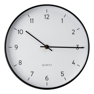Väggklocka Ø 25 cm 1xAA svart/vit