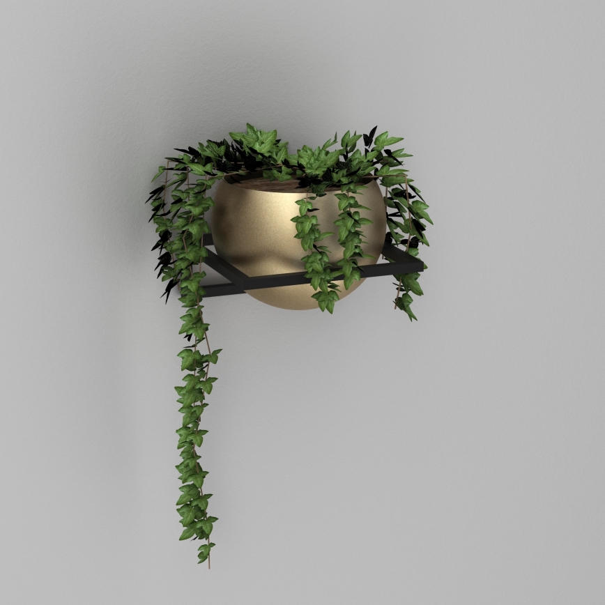 Väggkruka 27x29 cm svart/guld