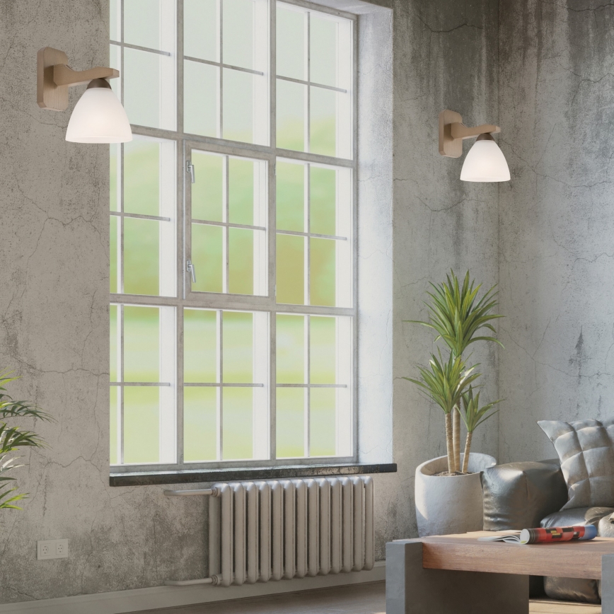 Vägglampa ADRIANO 1xE27/60W/230V bok - FSC certifierade