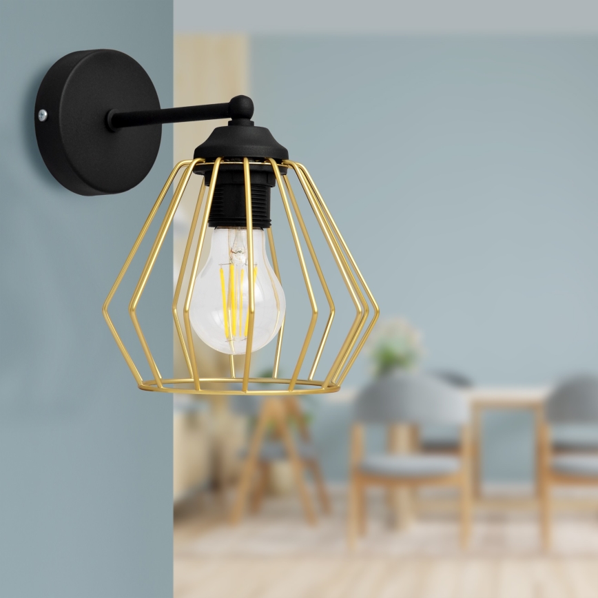 Vägglampa AGAT 1xE27/15W/230V guld/svart