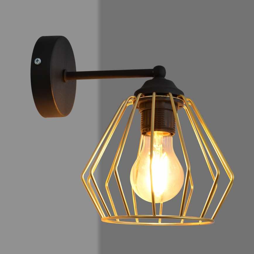 Vägglampa AGAT 1xE27/15W/230V guld/svart