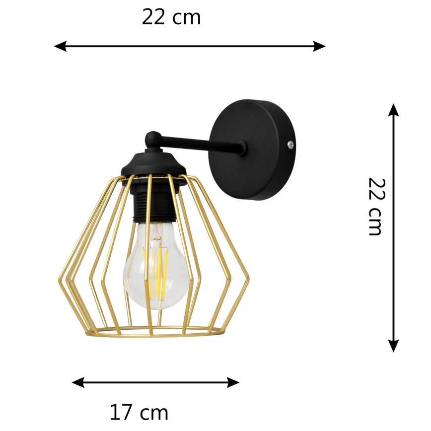 Vägglampa AGAT 1xE27/15W/230V guld/svart