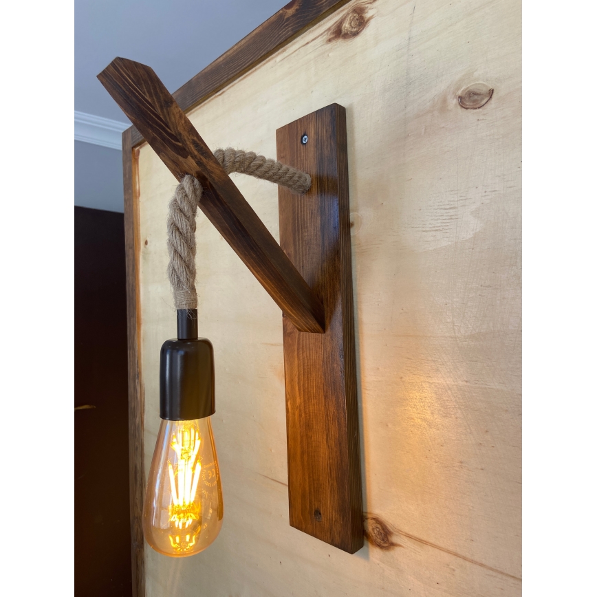 Vägglampa AHSAP 1xE27/40W/230V furu/valnöt