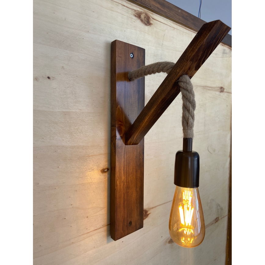 Vägglampa AHSAP 1xE27/40W/230V furu/valnöt