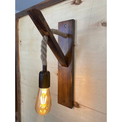 Vägglampa AHSAP 1xE27/40W/230V furu/valnöt