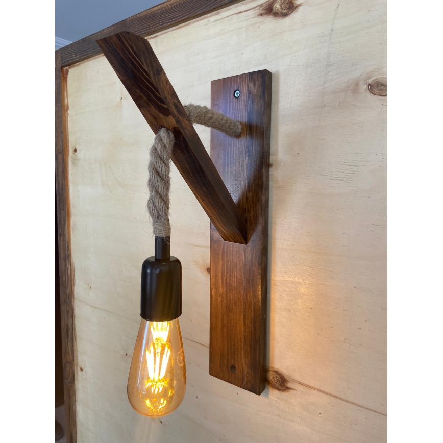 Vägglampa AHSAP 1xE27/40W/230V furu/valnöt