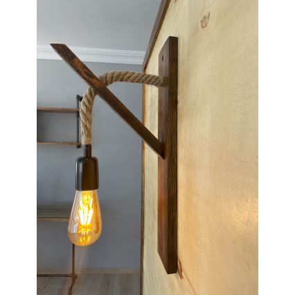 Vägglampa AHSAP 1xE27/40W/230V furu/valnöt