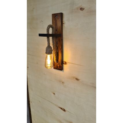 Vägglampa AHSAP 1xE27/40W/230V i furu/valnöt
