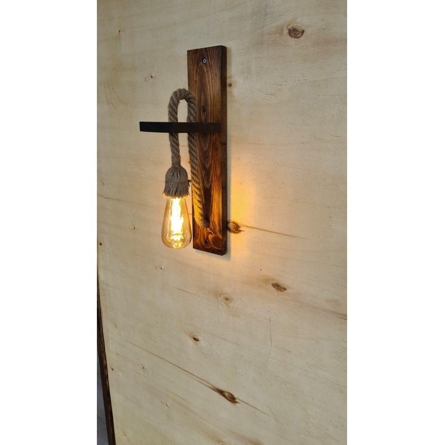 Vägglampa AHSAP 1xE27/40W/230V i furu/valnöt