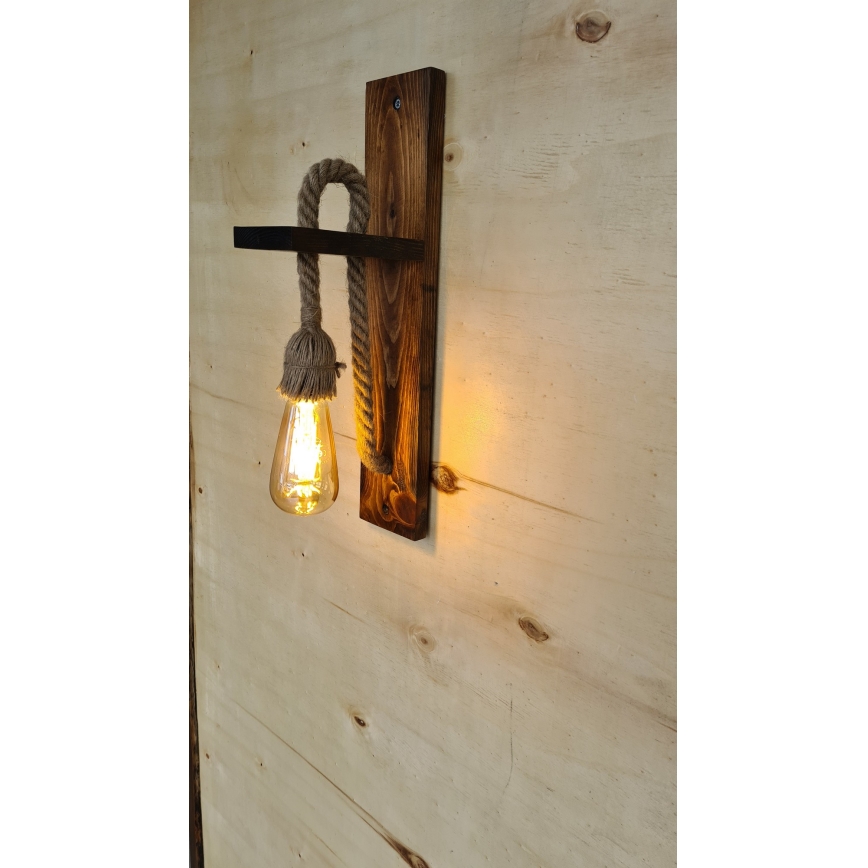 Vägglampa AHSAP 1xE27/40W/230V i furu/valnöt