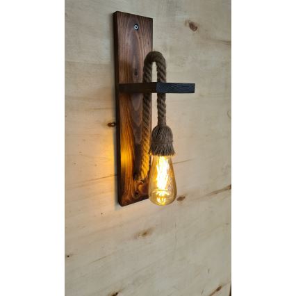 Vägglampa AHSAP 1xE27/40W/230V i furu/valnöt