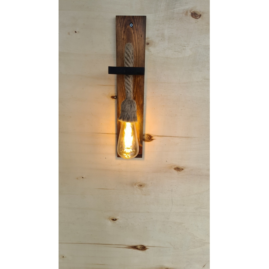 Vägglampa AHSAP 1xE27/40W/230V i furu/valnöt