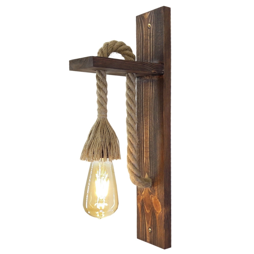 Vägglampa AHSAP 1xE27/40W/230V i furu/valnöt