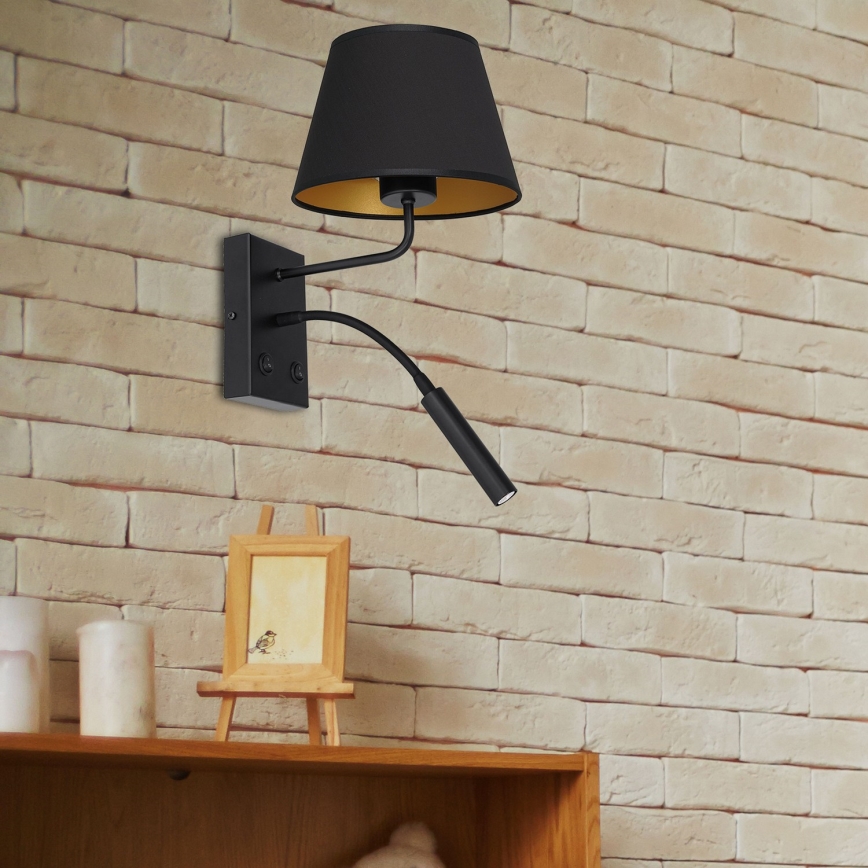 Vägglampa ARDEN 1xE27/60W/230V + 1xG9/8W svart/guld
