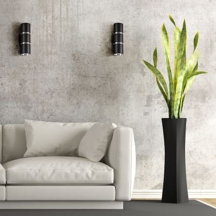Vägglampa BAMBOO 2xGU10/10W/230V svart