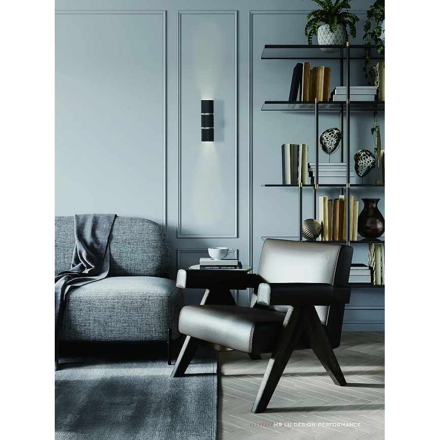 Vägglampa BAMBOO 2xGU10/10W/230V svart
