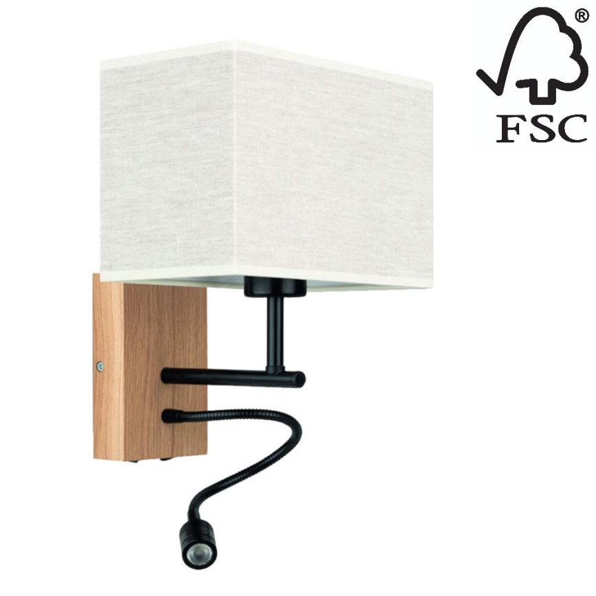 Vägglampa BOHO 1xE27/25W + LED/1W/230V ek – FSC certifierade